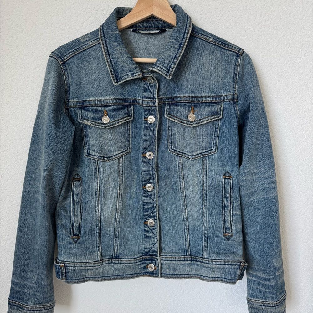 Zara Basic Z1975 Denim Women Blue Jean Jacket, Button Up, mid Lenght, size M